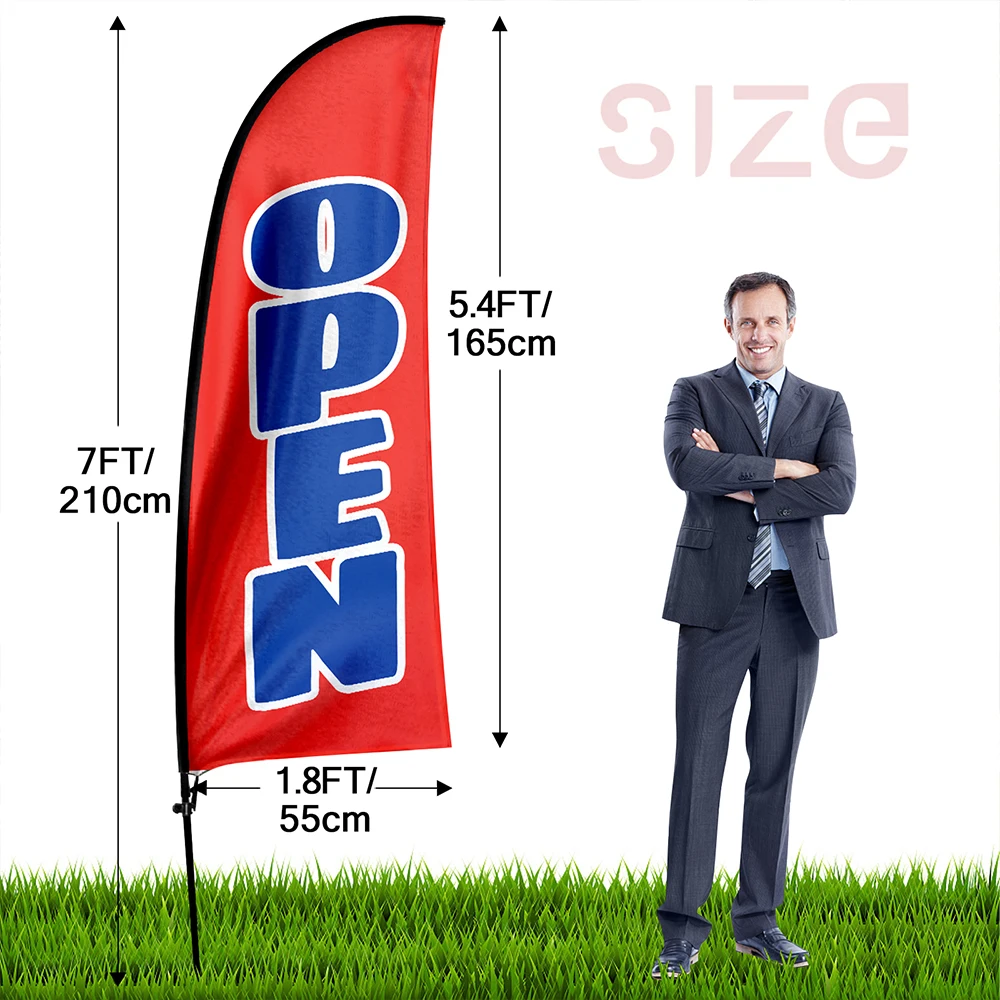 FSFLAG 1 PCS 55CM*165CM the Opening Business Advertising Feather Flags with Pole Kit and Ground Spike Outdoor Banner Decorations