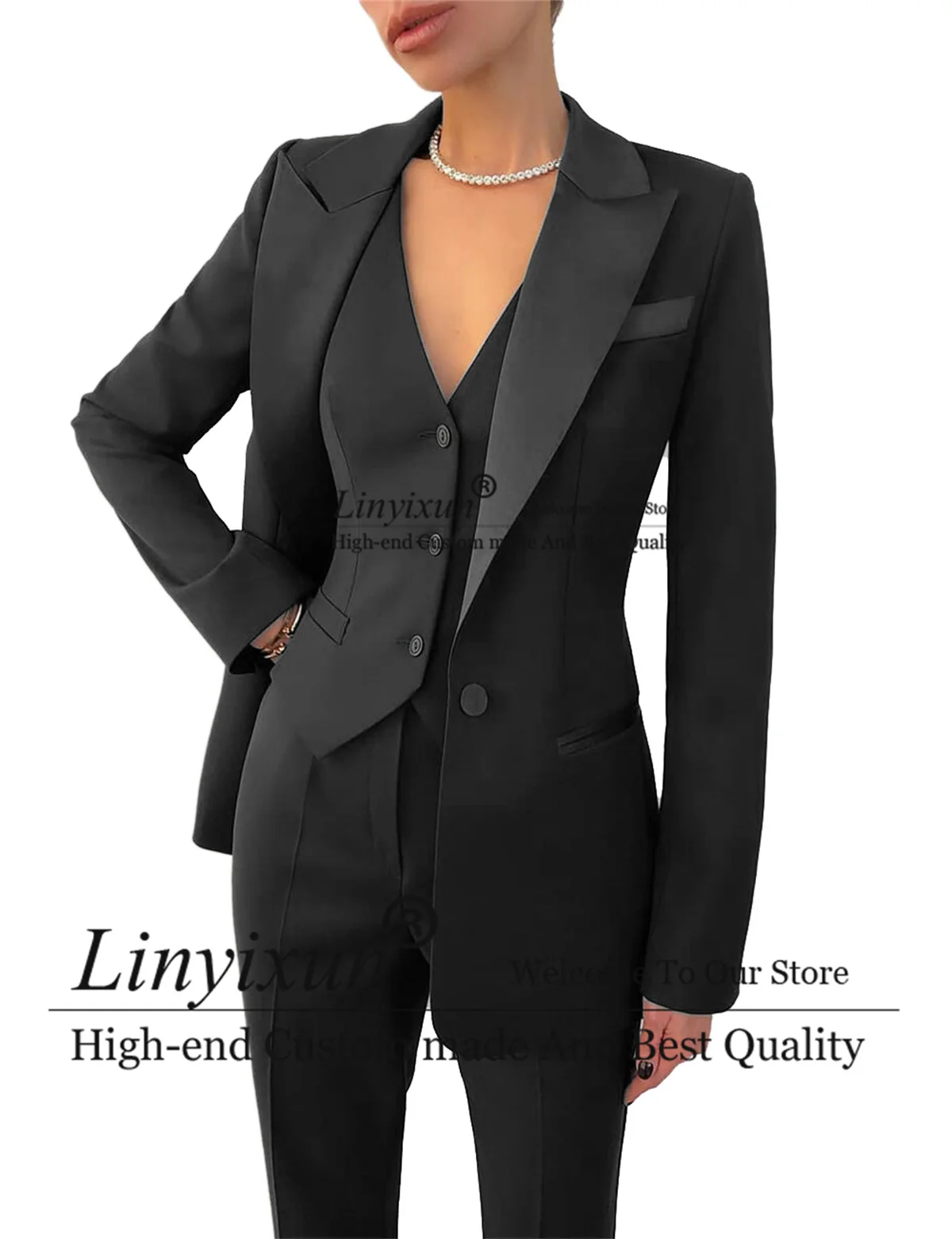 

Formal Women Suits Office Lady Pant Suits Slim Fit Business Women Wedding Blazers Uniform Work Wear 3 Pieces Set tailleur femme