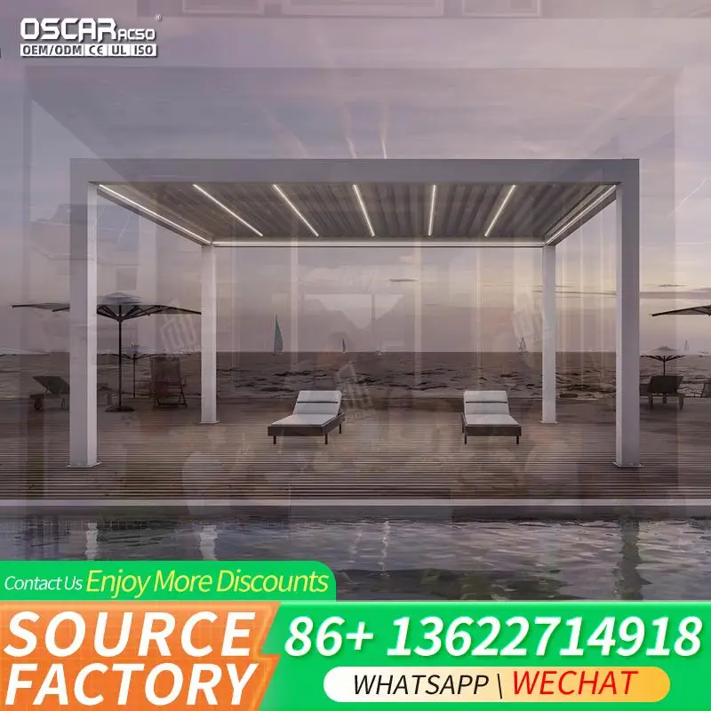 Guangdong Foshan Custom Made 3x3 3x4 5x4 6x4m Retractable Pergola System with Curtains for Garden Patio Yard pergola