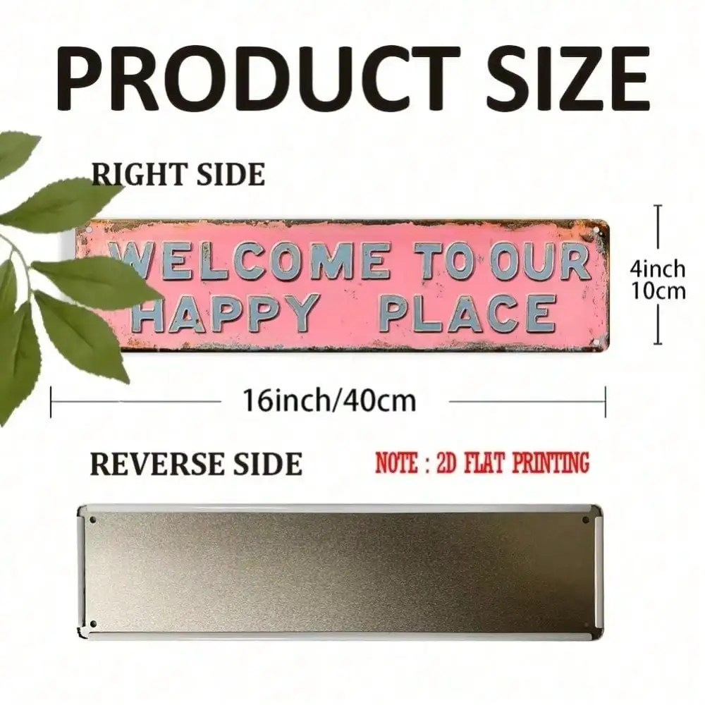 

1pc Vintage Welcome Tin Sign 4x16 Inch Retro Metal Wall Art for Home Cafe Decor