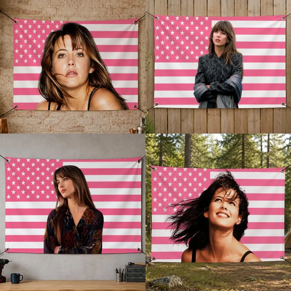 Actor French Classic S-Sophie Marceau Flags Flag Banner for Bedroom Dorm Party Home Living Room Game Room Gift