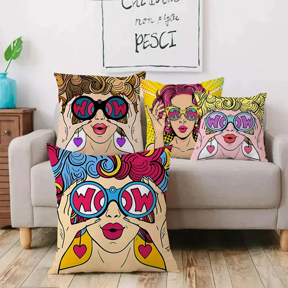 Wear Wow Glasses Pillow Covers Cartoon Sofa Decorative Home Double-sided Printing Short Plush Cute Cushion Cover