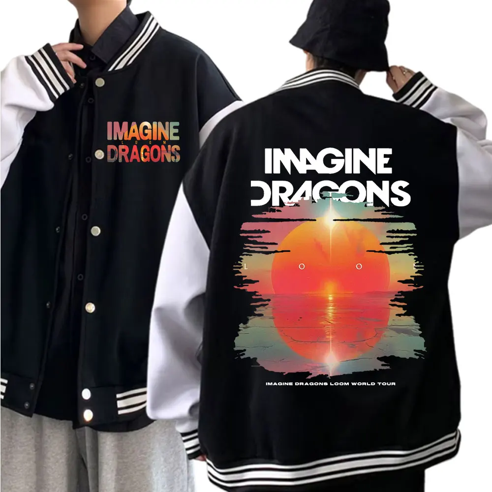 Imagine Dragons Loom World Tour 2025 Baseball Uniform Hoodie Jacket Unisex Harajuku Baseball Jacket Coat Tops