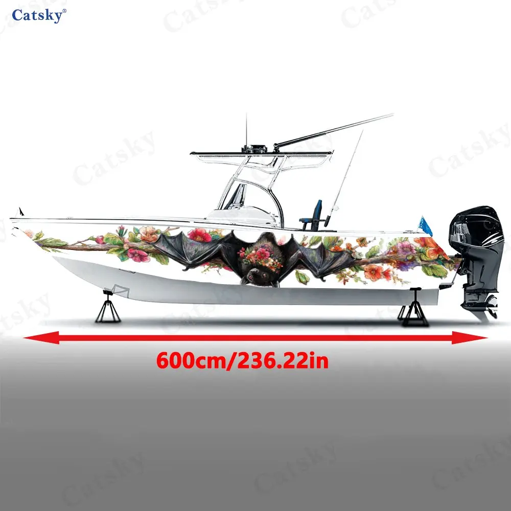 Colorful Floral Bat Boat Body Decoration Sticker PVC Material Boat Decor & Protection Distinctive Water Sports Boat Decoration