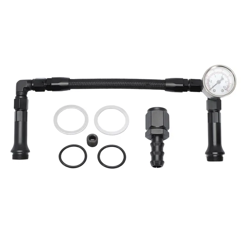 For Holley 4150 Compatible AN6 Dual Feed Carb Carburetor Fuel Line Kit Featuring Double Pump Vacuum Pressure Gauge