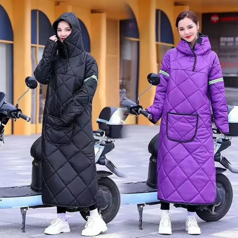 Electric bike riding warm windbreaker winter men  women plush and thick cycling windbreak quilt and cold cover Warm clothing