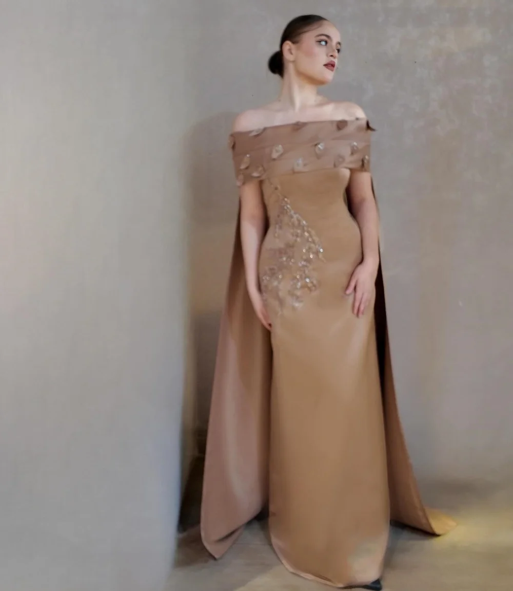Vestidos largos personalizados de alta calidad con lentejuelas Charmeuse, corte en A, hombros descubiertos, ocasión a medida, brillo