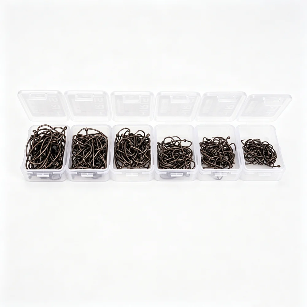 Hirisi 8042 100 Stück PTFE-beschichtete Angelhaken aus Hochkarbon-Edelstahl Rostfrei Scharfe Spitze mit Öse für Angelzubehör – Detail 8