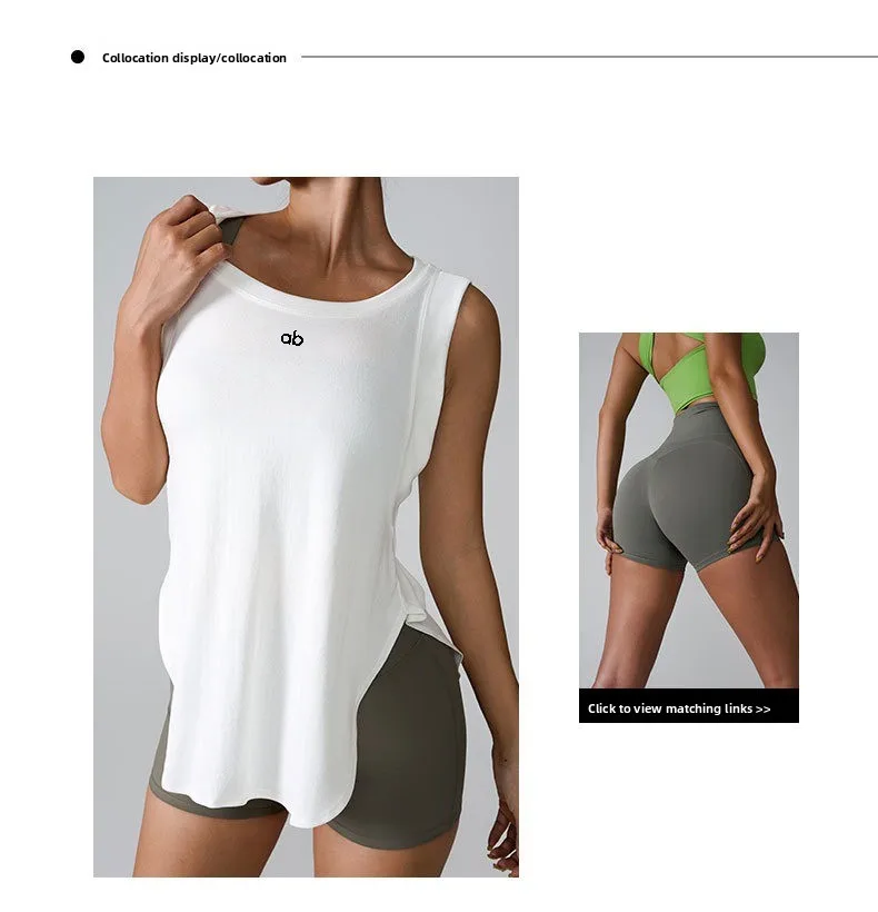 Women's Quick Dry Sleeveless Yoga Vest Loose Pullover Sports Blouse for Fitness Running Workout Athletic Gym Yoga Top image 6