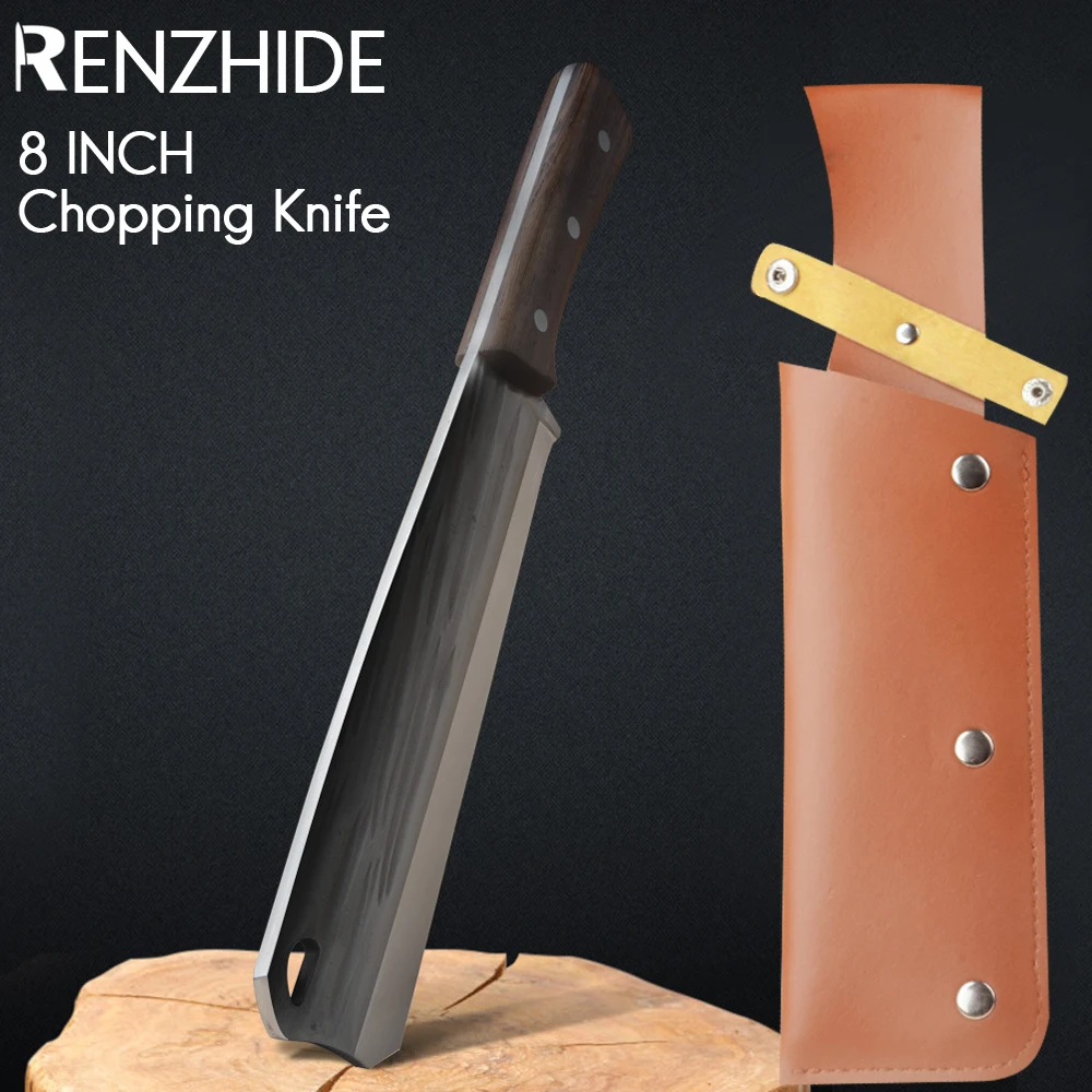 

RZD 8 INCH Chopping Cleaver Firewood Knife 5mm Manganese Steel Cutting Forest Knife Cover Sheath Butcher Tool Accessory