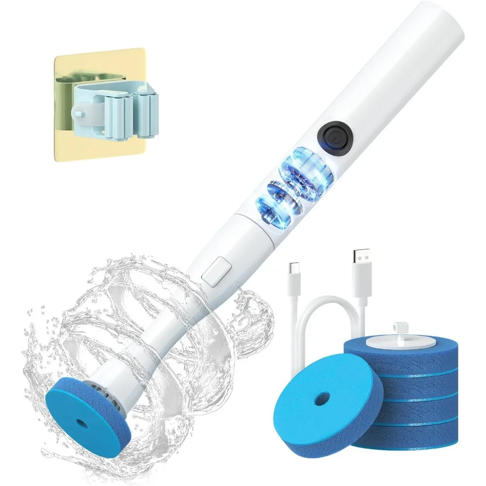 

+ комплект электрической щетки для унитаза и держателя с 5 одноразовыми насадками для заправки, перезаряжаемыми и настенными, мощными унитазами без сверления.