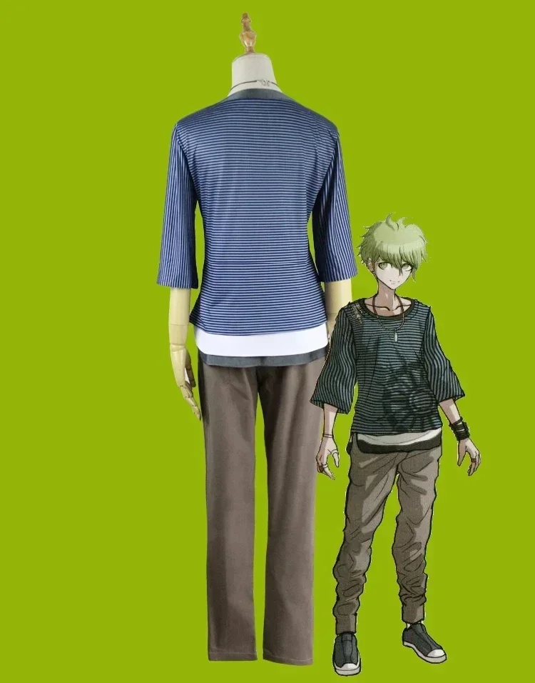 2024 New Danganronpa V3 Rantaro Amami Cosplay Costume Japanese Game Uniform Suit Outfit Clothes T-shirt & Pants & necklace