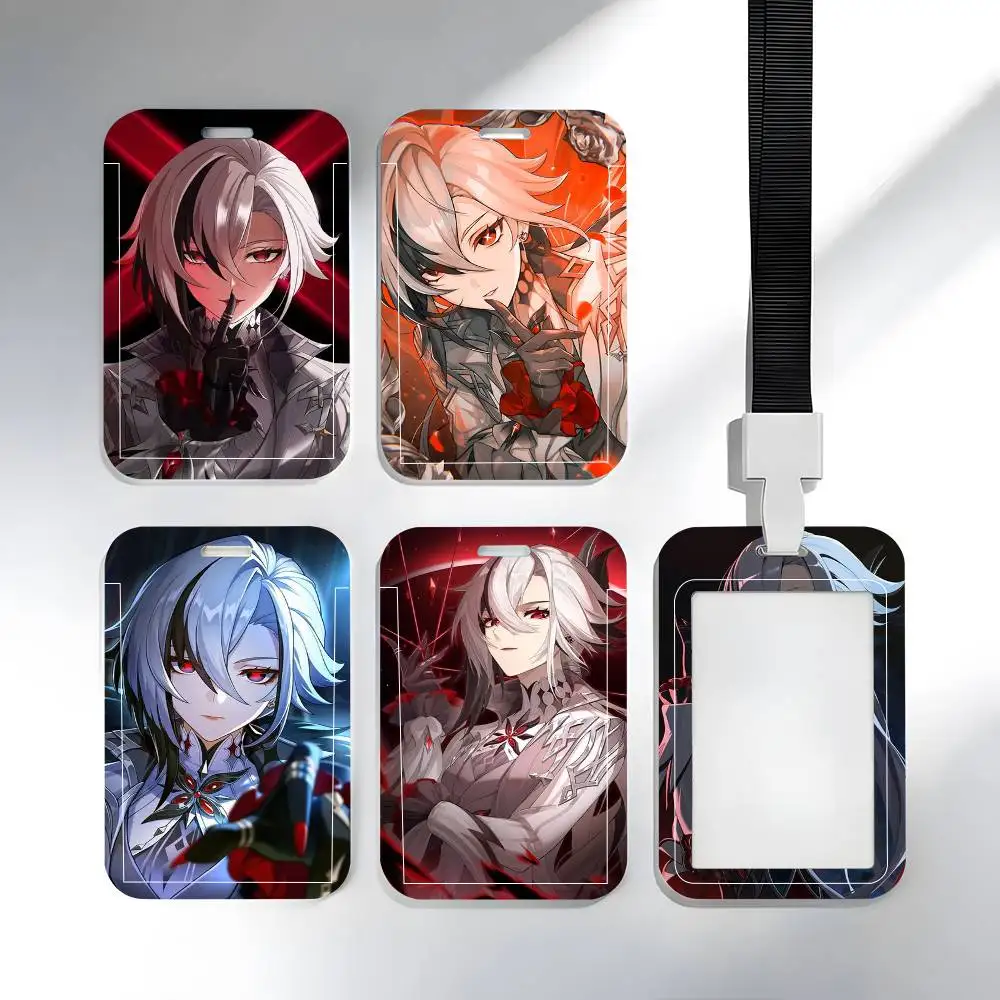 

Creative Game Genshin Impact Cute Arlecchino ID Card Sleeve School Card Access ID Card Bus Meal Card Protective Sleeve Easy Push