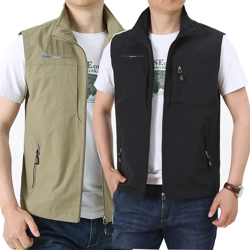 Spring Camping Fishing Vest Men's Thin Tooling Loose Quick Drying Vest Men's Outdoor Sports Coat Multi Pocket Hunting Clothing