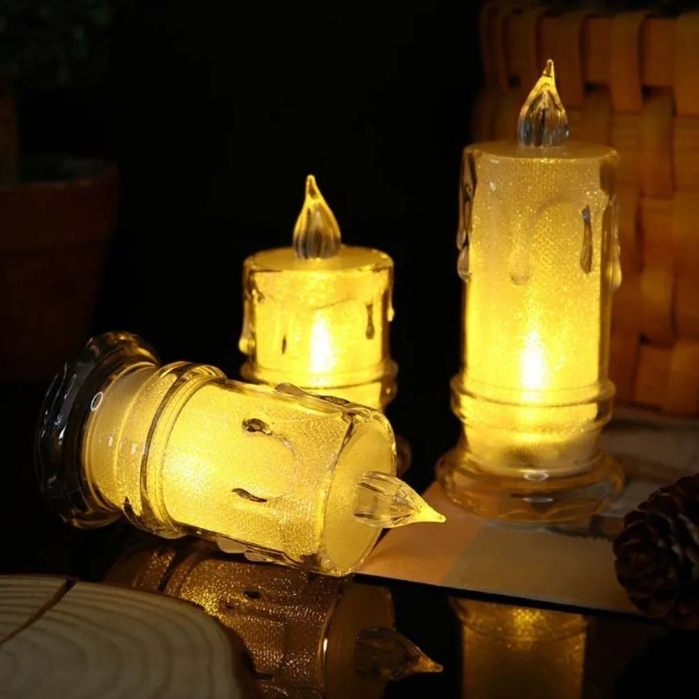 Candela elettronica natalizia Candele luminose calde decorative trasparenti Mini candele senza fiamma simulate portatili