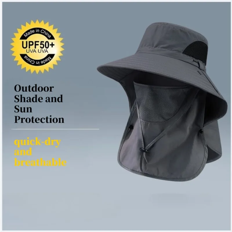 Summer Sun Hats UV Protection Outdoor Hunting Fishing Cap for Men Women Hiking Camping Visor Bucket Hat Neck Flap Fisherman Hat