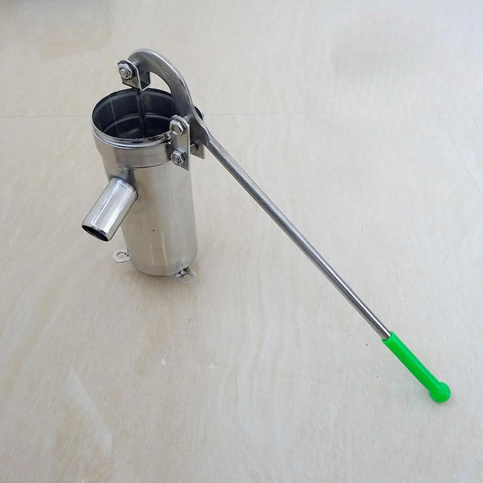 Poignée de pompe manuelle d'extérieur en acier argenté, accessoire de pompe à eau à manivelle robuste pour la maison