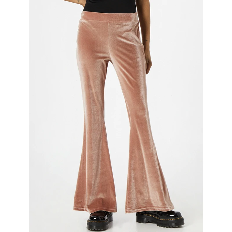 Pantaloni larghi sottili elastici in velluto a vita alta retrò americani Pantaloni lunghi micro svasati Pantaloni lunghi da donna Pantaloni casual