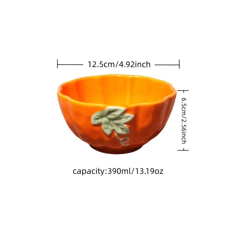 Orange Pumpkin Bowls Ceramic Ramekins Oven Microwave Ceramic Baking Cups for Fall Halloween Thanksgiving Soup Bowls