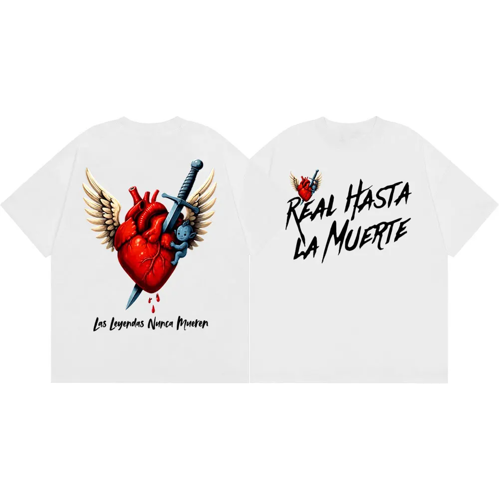 Rapper Anuel AA Double Sided Graphic T Shirts Hip Hop Fashion Short Sleeve T-shirt Men Women Summer Casual 100%cotton T-shirts