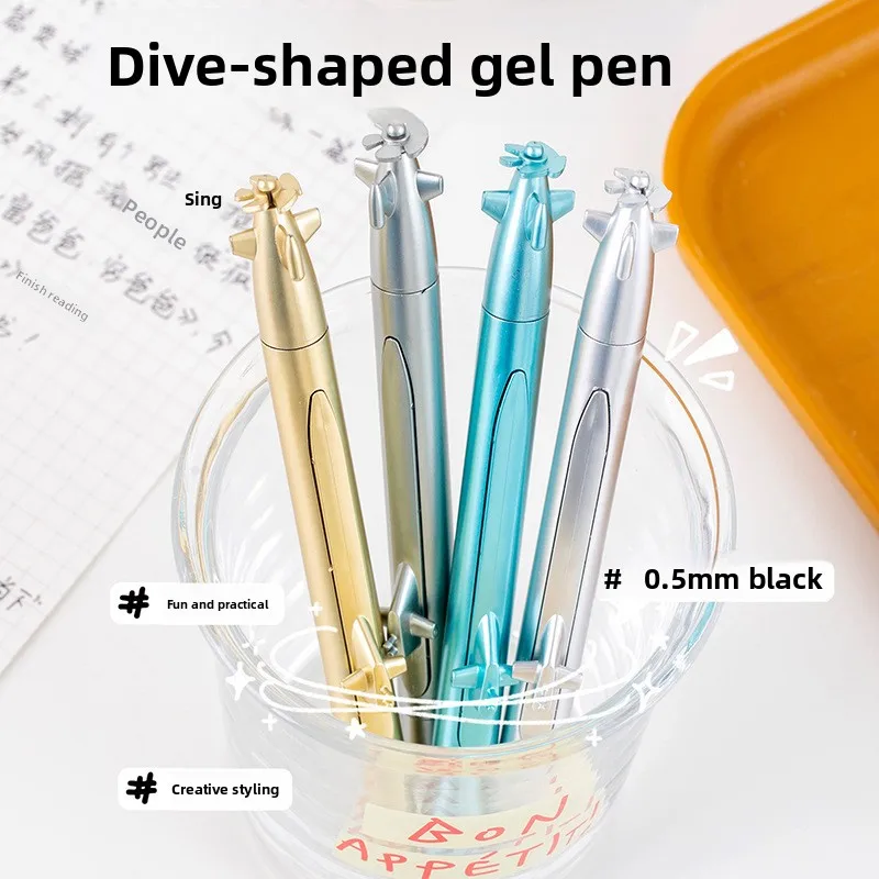 

12 Pcs Creative Simulation Airship Modeling Gel Pen School Student Brush Pen 0.5mm Black Student Prizes