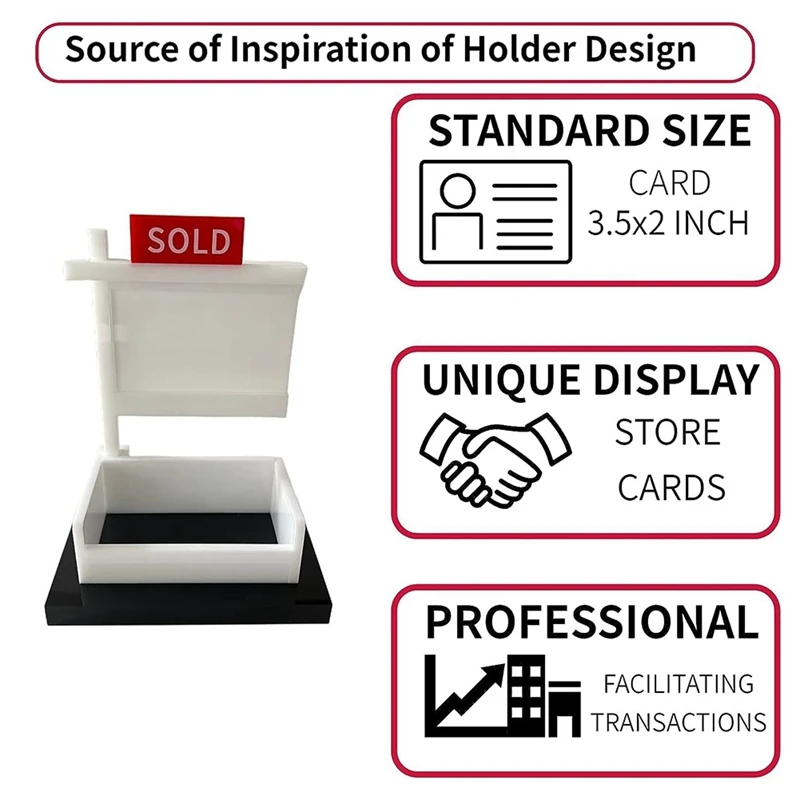 Real Estate Business Card Holder Display,Business Card Holder For Desk, Office Reception Tabletop Business Black&White,A