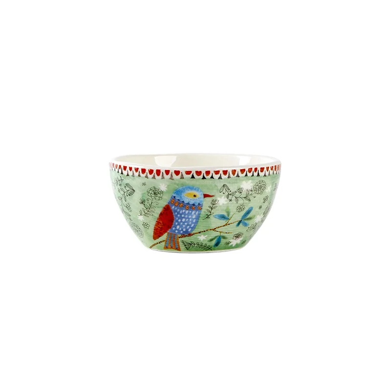 

Creative Ceramic Bowl Household Rice Bowl 4.7 Inch Bird Pattern Tableware