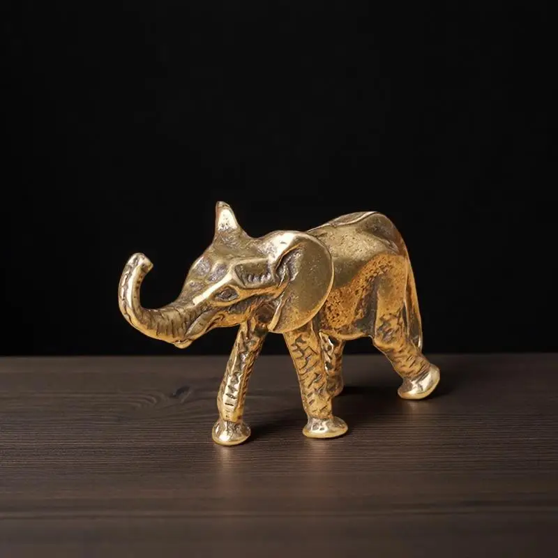 2/1PCS Zinc Alloy Elephant Figurine Handcrafted Vintage Texture Lucky Trunk Up Perfect For Home Office Decoration