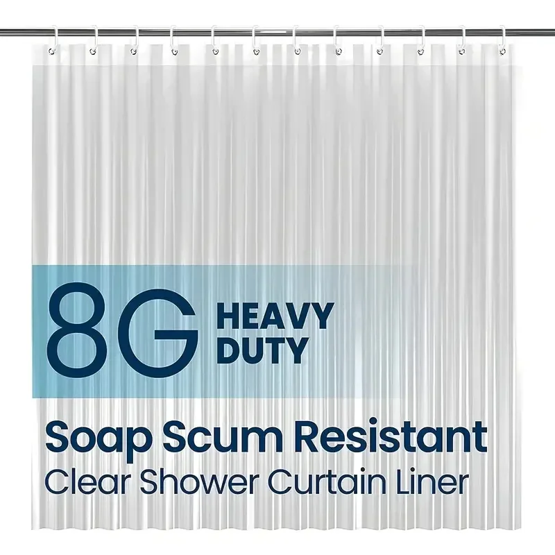 1pc Heavy Duty Clear Shower Curtain Liner with Metal Grommets & Magnets, Waterproof Bath Curtain for Bathtub Bathroom Decor