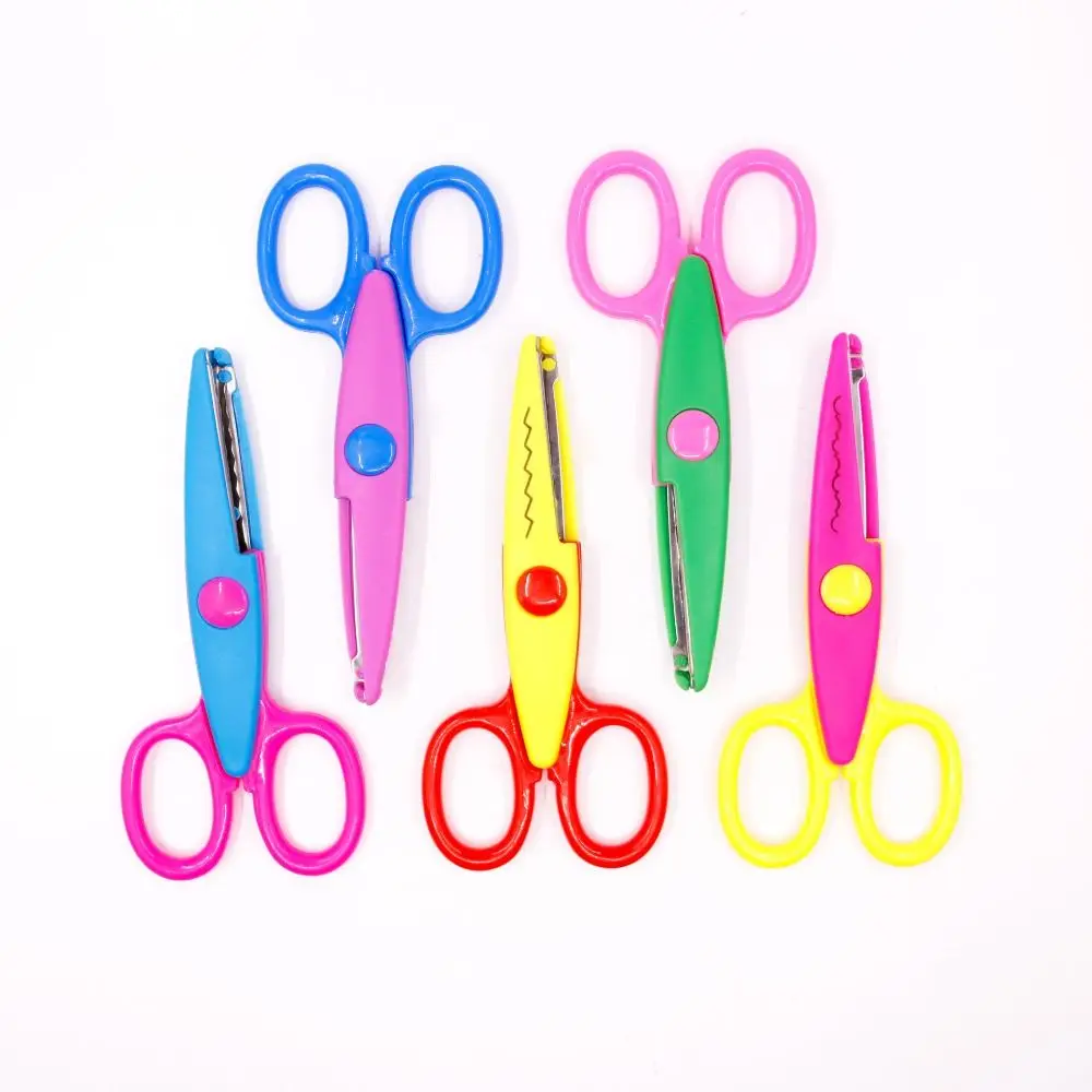 Wavy Pattern Minimalistic Lace Scissors Candy Color Stainless Steel Stationery Scissors Small Round Head Multifunctional