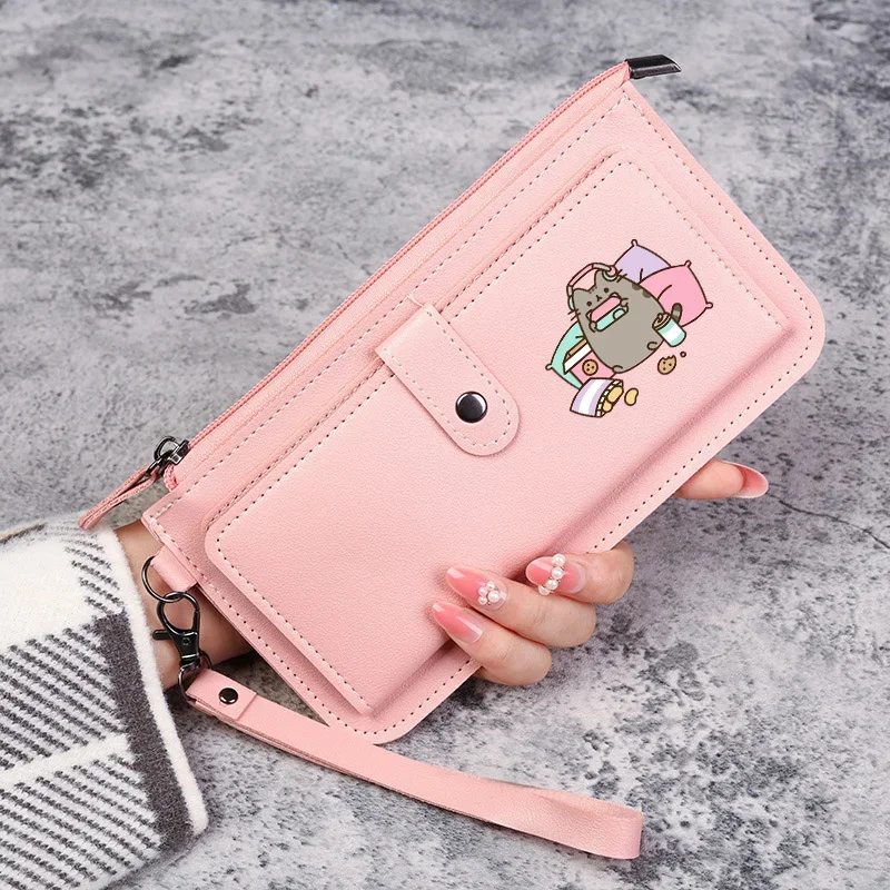 Pusheen Zipper Wallet for Women Card Holder Anime Cute Cat Cartoon Long Coin Purse Girls Birthday Gift Multi-slot Pocket Handbag