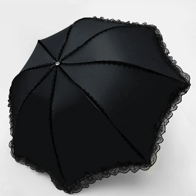 Kobieta koronki Parasol przeciwdeszczowy 3 krotnie odporny na wiatr, odporny na anty-uv podróży kobiet Parasol Fashion ochrona przed słońcem wiatroszczelna Parasol prezent