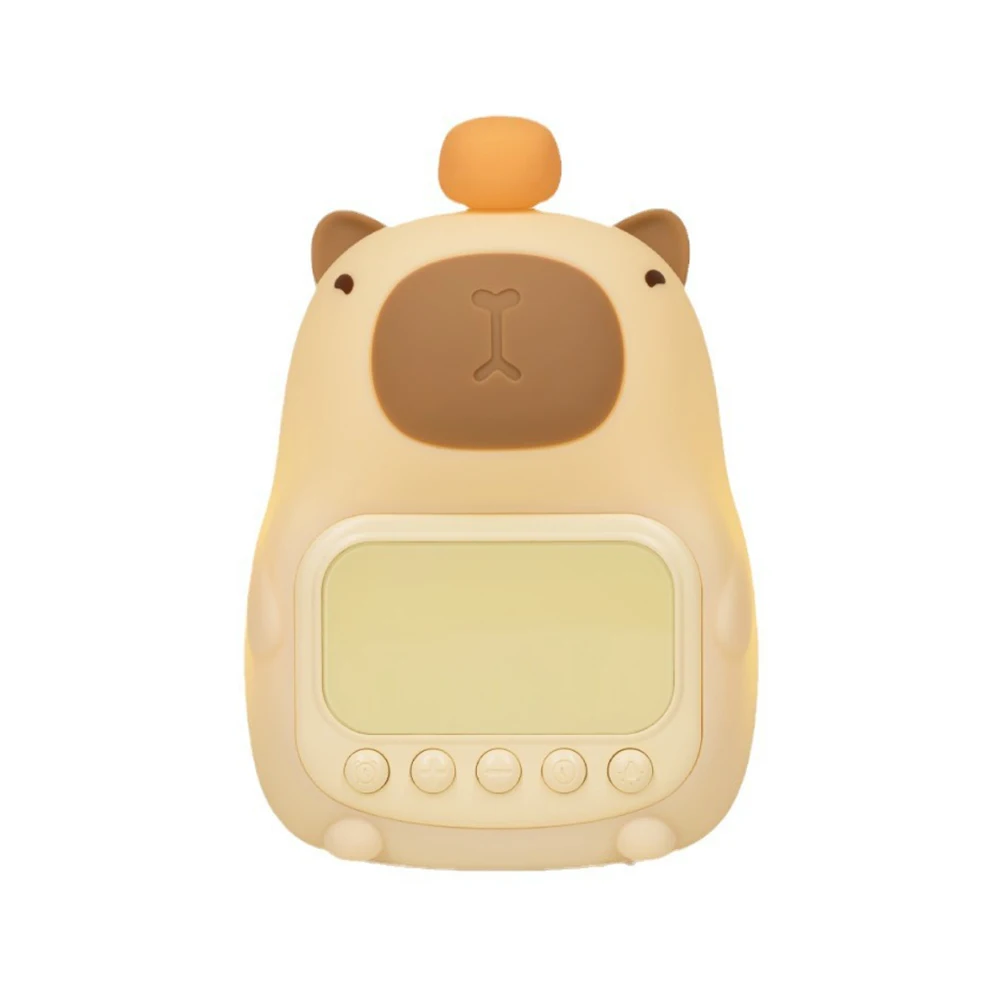 Cute Cartoon Capybara Silicone Night Light Rechargeable Digital Alarm Clock Led Night Lamp Touch Snooze Always-on Table Clock