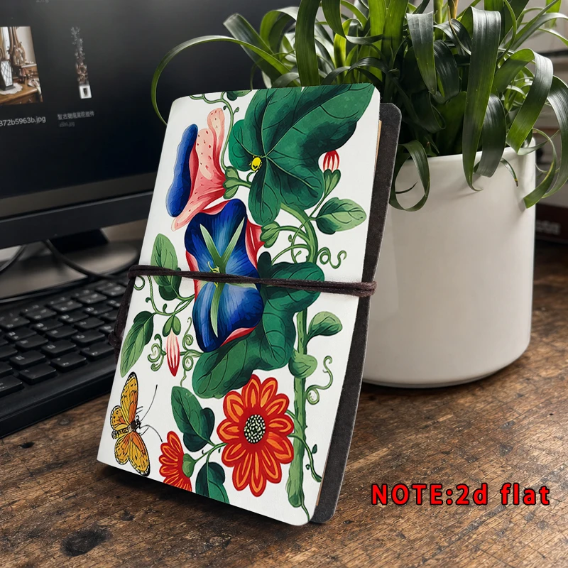 Retro Wildflower Butterfly Pattern Travel Notebook Portable String Bound Journal Removable Inner Pages For Nature Lovers