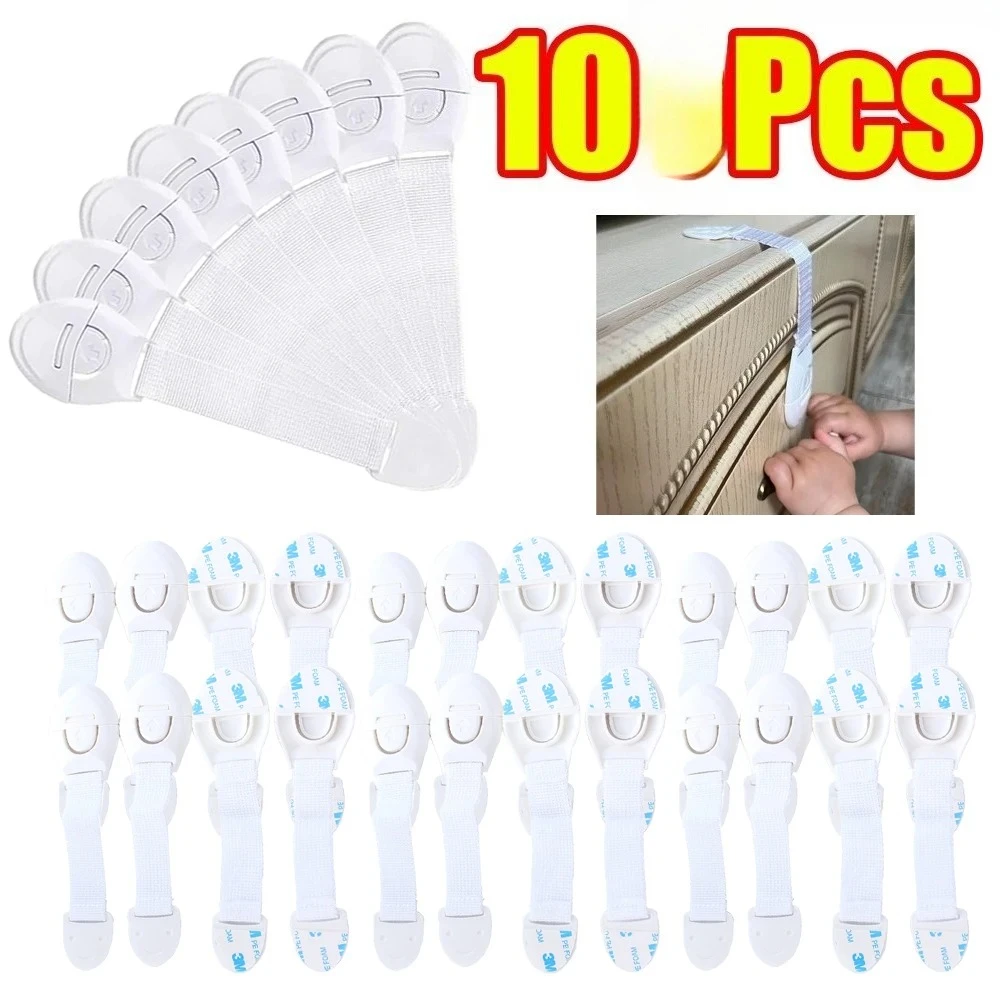 10Pcs Lot for Baby Furniture Door Drawer Lock Baby Proof Security Protector Cabinet Door Multi-Functional Ribbon Lock Buckle