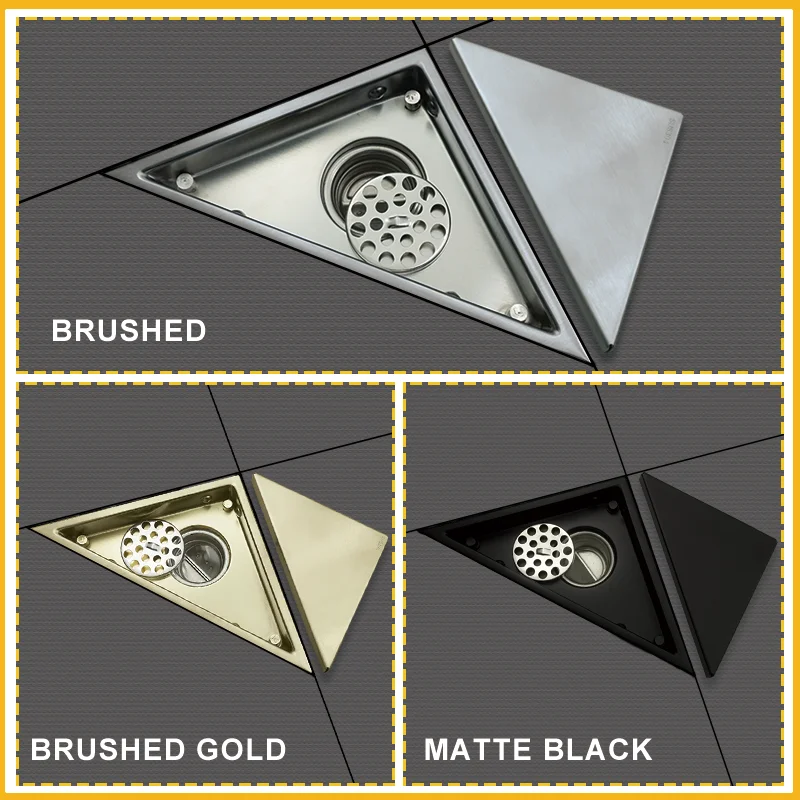 Bathroom Sink Drain Hidden Triangle Tile Insert Floor Drain Garbage Grill Stainless Steel Shower Drain