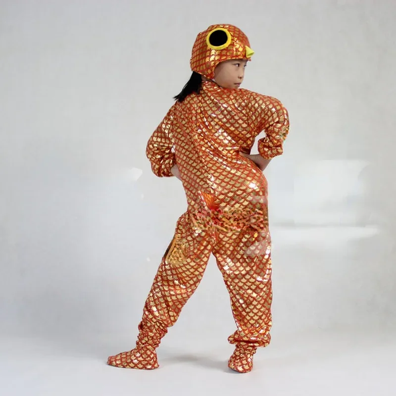 Cartoon Shiny Goldfish Golden Silver Purple Fish Fancy Dress   Show Jumpsuit Children Adult Gift Cosplay Halloween Costume