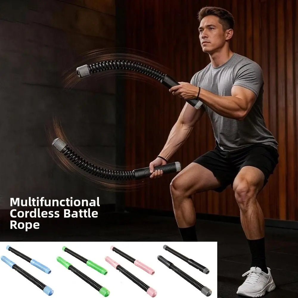 2pcs Non Slip Handle Cordless Battle Rope Ergonomic Grip Adjustable Resistance Ropeless Arm Exerciser 1600g Spring Arm