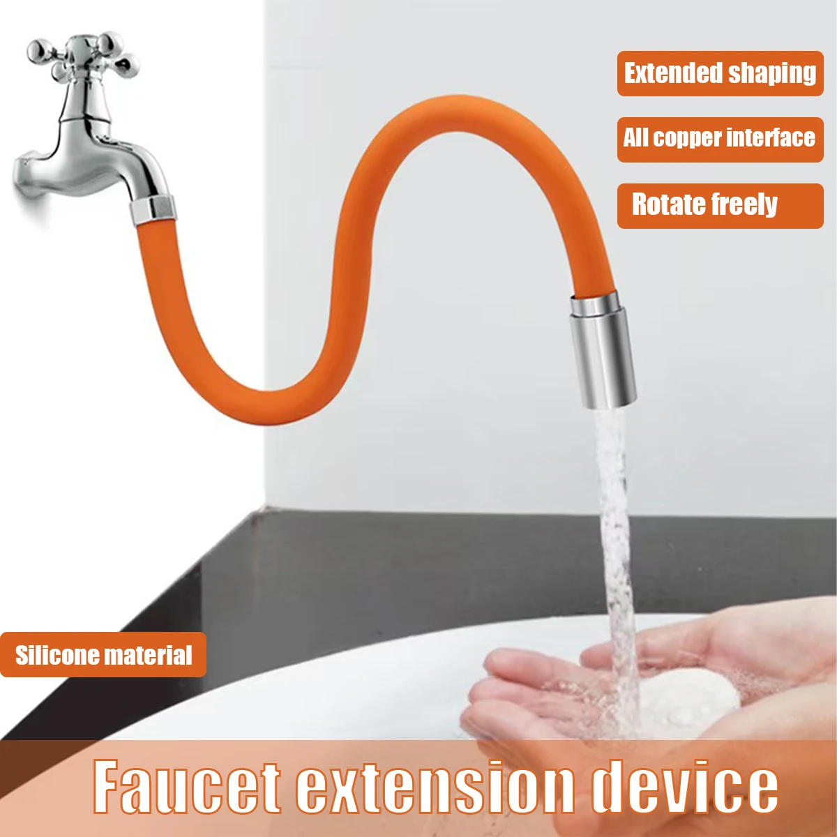 

Kitchen Faucet Extension Extender Universal 360° Rotating Silicone Flexible Hose Water Tap Pipe Tube for Bathroom Wash Basin