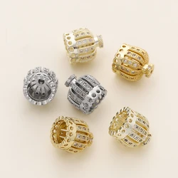 2/4pcs/lot 14/18K Gold Color Plated Large Flower Bead Caps with Zircon Crown Beads Caps for DIY Jewelry Making Accessories