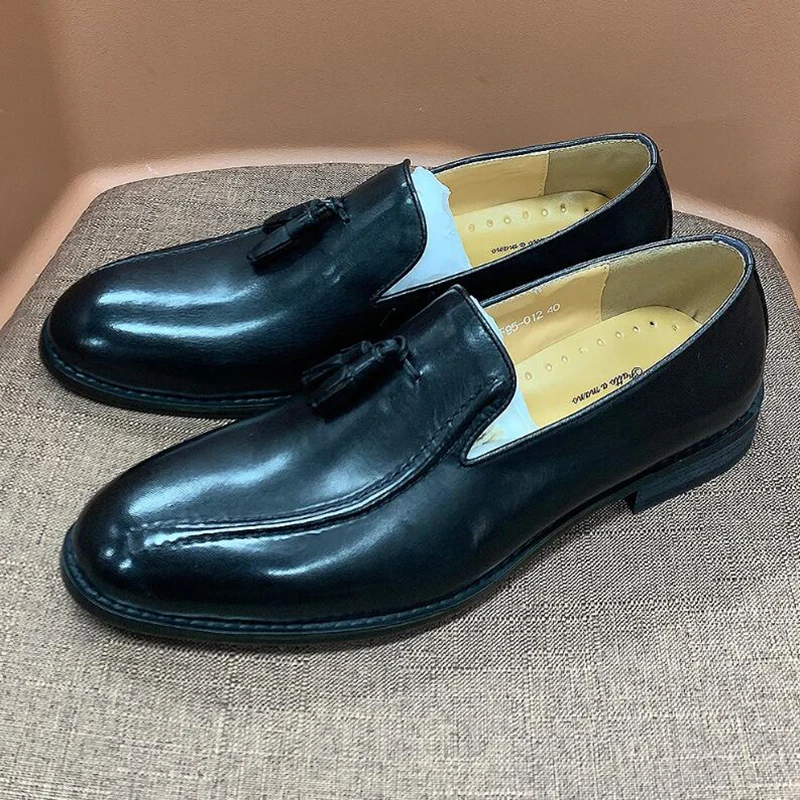 Fashion Men\'s Loafers Handmade Leather Men Luxury Italian style Leather Dress Shoes Men Office Wedding Loafers Men Shoes 