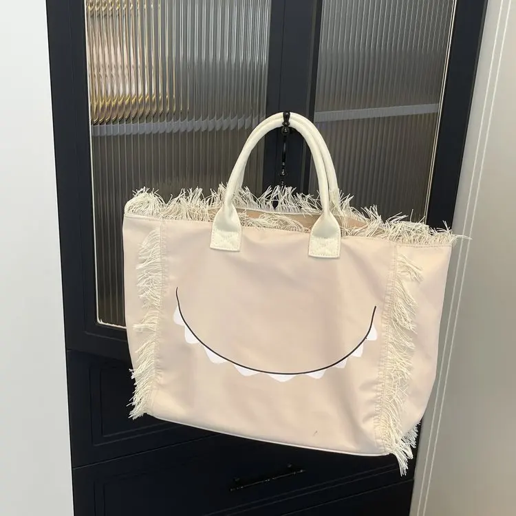 

Fringed Canvas Bucket Tote Bag Women Sustainable Linen Shoulder Bag Crinkle Texture Beach to Boardroom Transition Essential