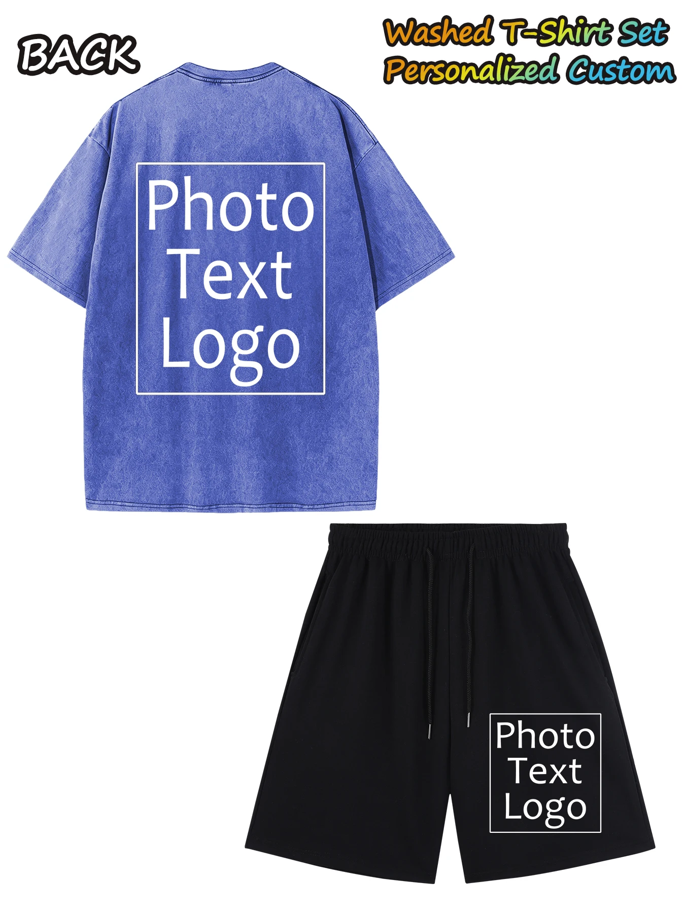 

Personalized Customized Your Design Summer Casual Short Sets Men Daily Team Cotton Short Sleeve Pocket Loose All-Match Shorts