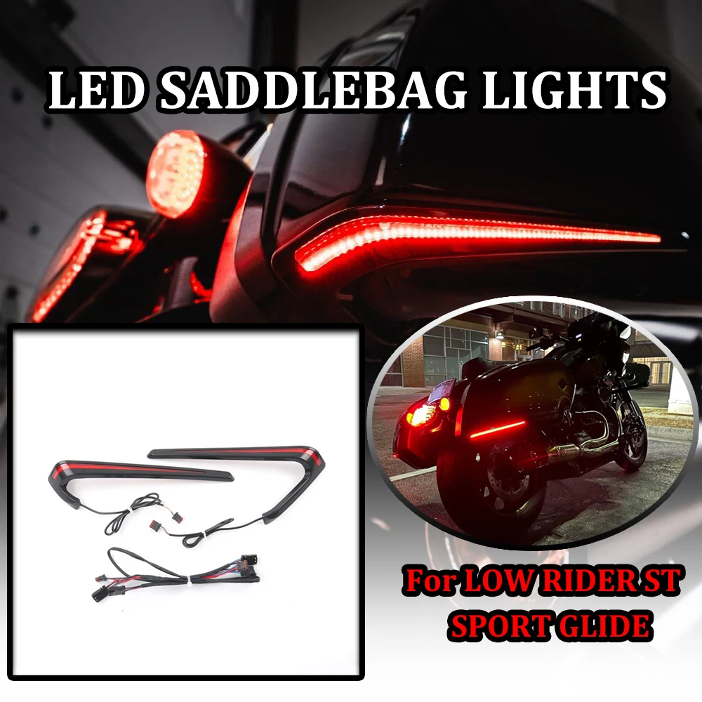 FOR Harley Low Rider ST FXLRST | El Diablo Style | Red Tracer LED Indicators for Rear Saddlebags: Run, Turn, Brake Lights