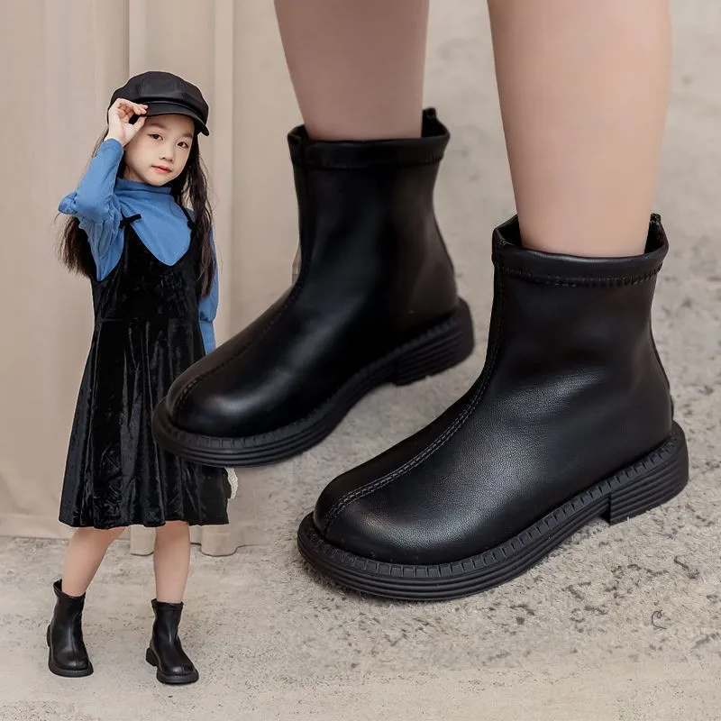 

Children's 2025 New Princess Boots for Kids Non-slip Outdoor Shoes Girls Autumn/winter Leather Warm Short Hiking Botas Students