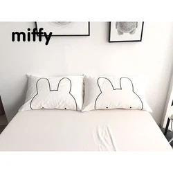 Kawaii Miffy Lovely Embroidered Pillowcase Pure White Cotton Comfortable Soft Pillowcase Christmas Birthday Gift