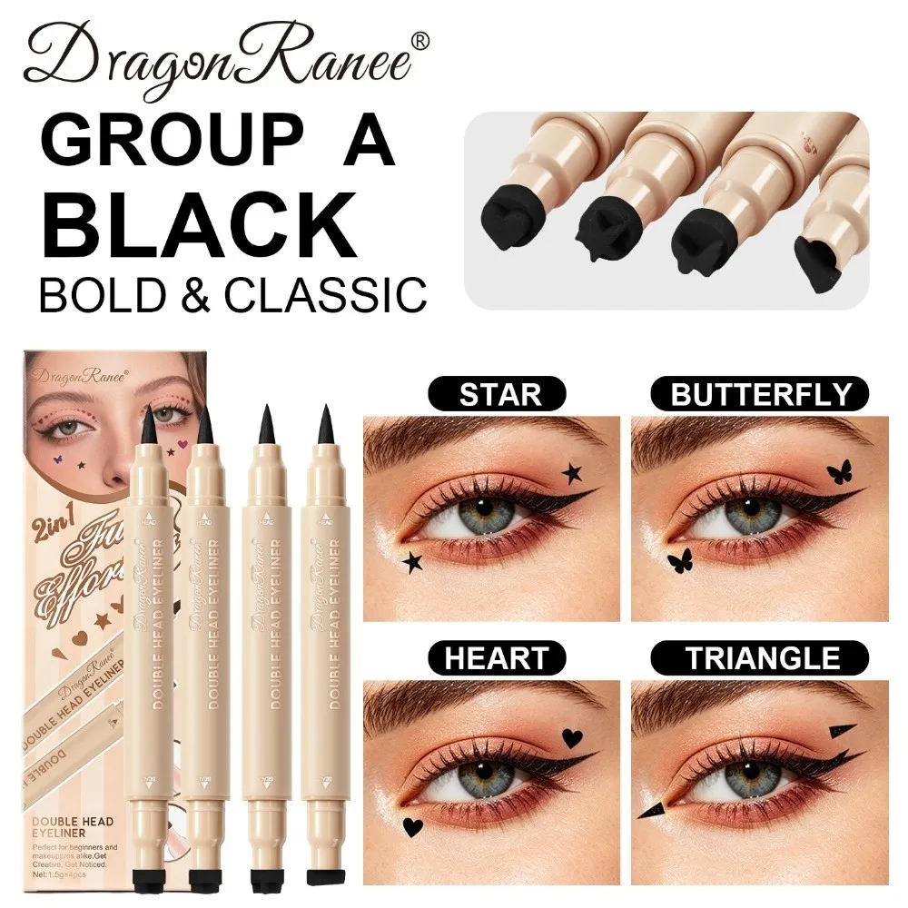 Double Head Liquid Stamp Eyeliner Long Lasting Quick Drying Liquid Eyeliner Pen Waterproof Smudge-Proof
