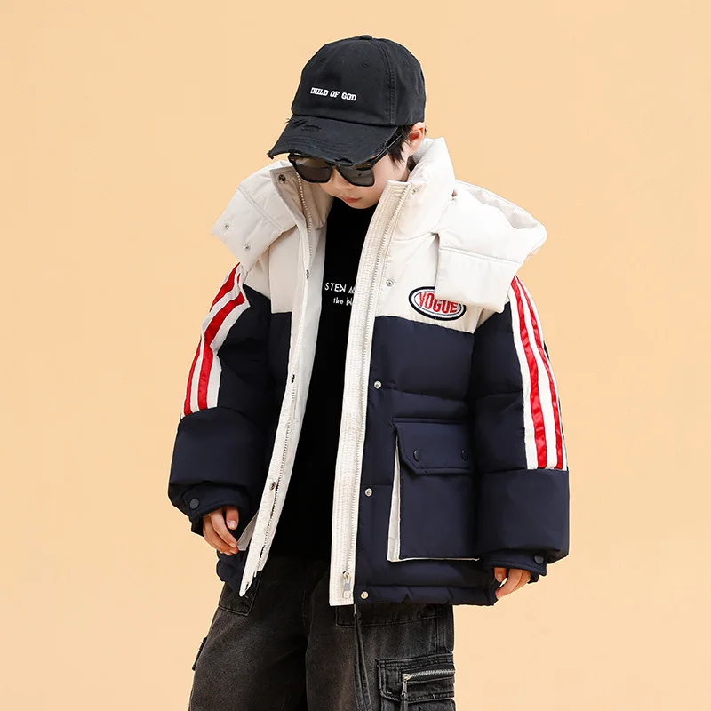 

Kids Boys Down Coat 2025 Winter Waterproof Hooded Children 5-14Y Boys Puffer Jacket Letter Thicken Teenager Boy Outerwear Coat