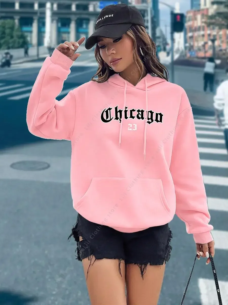 Letter Hoodies Women's Hooded Sweatshirt Pullover Spring Autumn Top Aesthetic Y2K Street Sport Clothing Woman Hoody