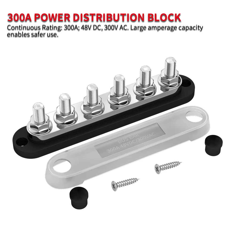 DaierTek 300A Negative Bus Bar 12V Distribution Block 6 x 3/8\